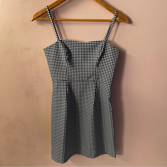 French Connection NWT Summer Whisper Black & White Gingham Mini Dress Size 0 - Picture 3 of 13